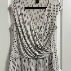Ann Taylor Black and White Polka Dot Top